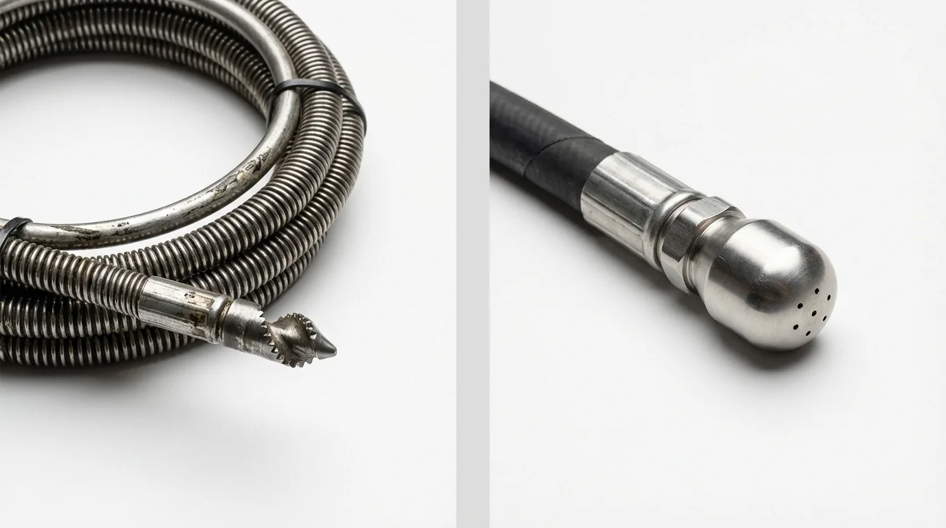 Drain snake cable and hydro jetting nozzle used for drain cleaning in Dublin, VA
